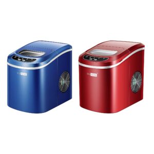 vivohome electric portable compact countertop automatic ice cube maker machine 26lbs/day red & navy blue