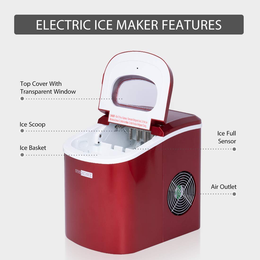VIVOHOME Electric Portable Compact Countertop Automatic Ice Cube Maker Machine 26lbs/Day Red & Navy Blue