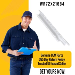 WR72X21684 Right Drawer Slide Rail - Compatible GE Refrigerator Parts - Replaces AP5986502 3527786 PS11726971 - It Is Approximately 14 Inches Long & 2 Inches Wide - Made of Durable White Plastic