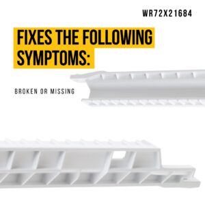 WR72X21684 Right Drawer Slide Rail - Compatible GE Refrigerator Parts - Replaces AP5986502 3527786 PS11726971 - It Is Approximately 14 Inches Long & 2 Inches Wide - Made of Durable White Plastic