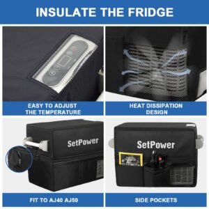 Setpower Insulated Protective Cover for AJ40 or AJ50 Portable Refrigerator Freezer, suitable for AJ40 AJ50 Both, Flexible Model