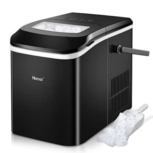ice makers countertop,protable ice maker machine with handle,self-cleaning ice maker, 26lbs/24h, 9 ice cubes ready in 6-8 mins, for home/office/kitchen black wanai