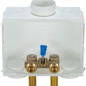 Water-Tite 85630 DU-ALL Dual-Drain Washing Machine Outlet Box - Single-Lever Valve Installed, 1/2" Sweat Connection, White Plastic