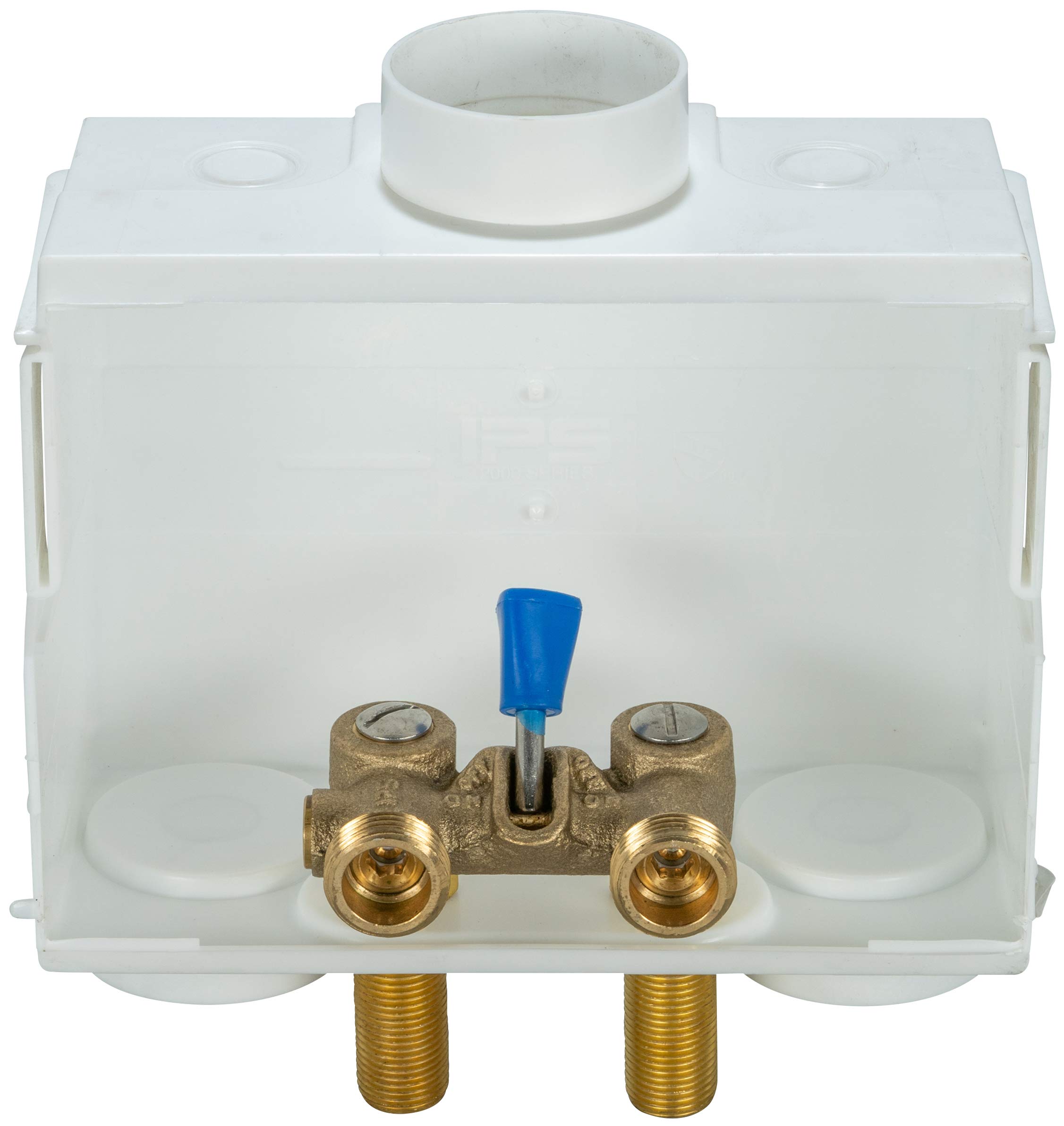 Water-Tite 85630 DU-ALL Dual-Drain Washing Machine Outlet Box - Single-Lever Valve Installed, 1/2" Sweat Connection, White Plastic