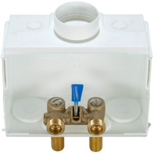 Water-Tite 85630 DU-ALL Dual-Drain Washing Machine Outlet Box - Single-Lever Valve Installed, 1/2" Sweat Connection, White Plastic