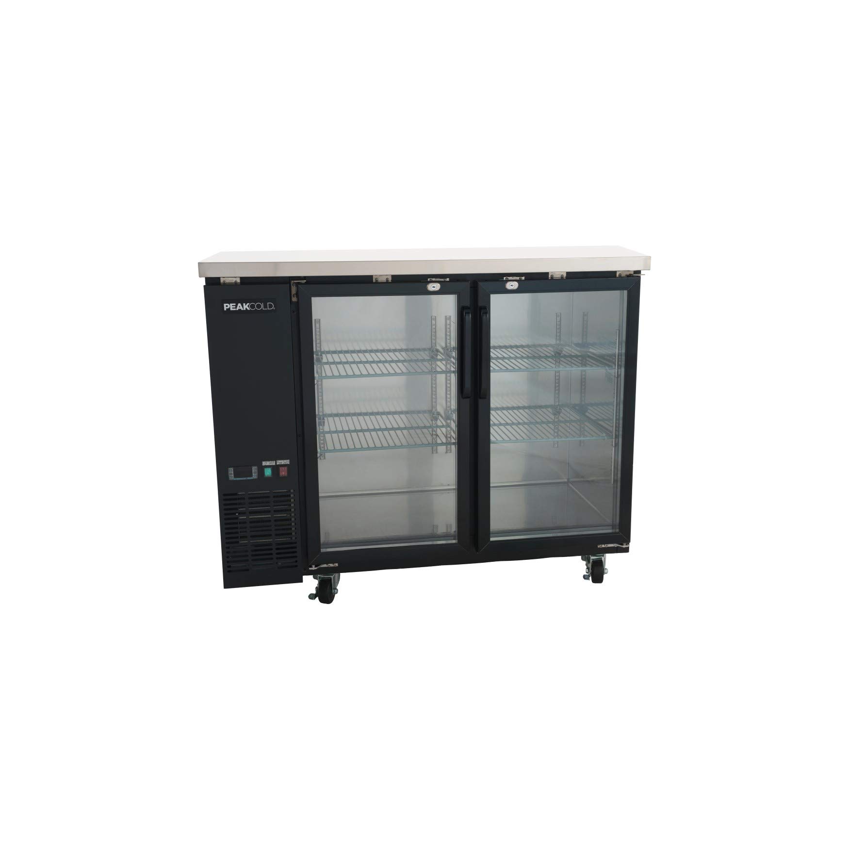 PEAKCOLD 2 Glass Door Commercial Back Bar Cooler; Beer Fridge; Under Counter Refrigerator; 48" W