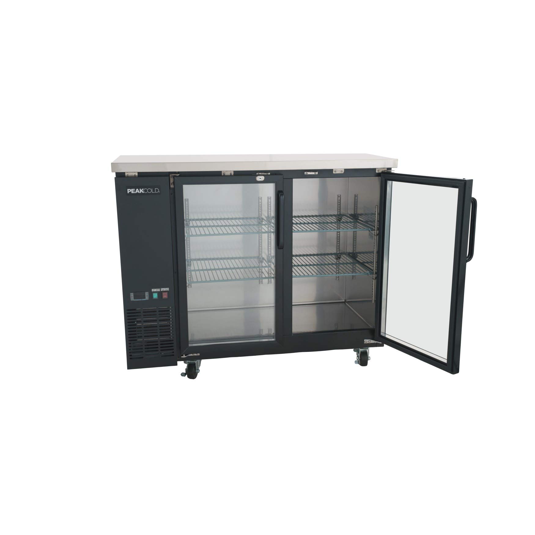 PEAKCOLD 2 Glass Door Commercial Back Bar Cooler; Beer Fridge; Under Counter Refrigerator; 48" W