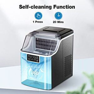 COWSAR Ice Maker Machine Countertop, 2 Ways to Add Water, 45 Lbs/24H, 24 Pcs/13 Mins, Adjustable ice thicknes, Self-Cleaning Portable Ice Maker with Ice Scoop & Basket