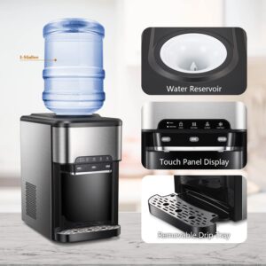 Water Dispenser with ice Maker, Built-in ice Maker with Filtration-Ice&Hot&Cold Water, Water Dispenser with ice Maker for 3 or 5-Gallon Bottle