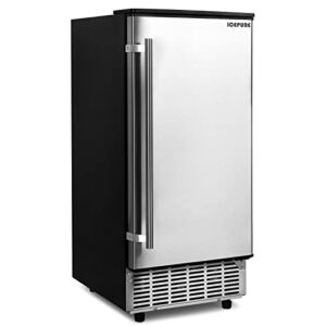 icepure commercial ice maker machine, make 80lbs/24h, built in ice maker under counter, auto self-cleaning, 24h timing, freestanding & undercounter with 26 lbs storage capacity with reversible door.