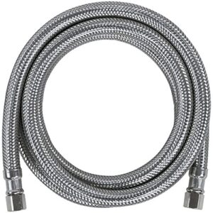 certified appliance accessories ice maker water line, 5 feet, pvc core with premium braided stainless steel, silver