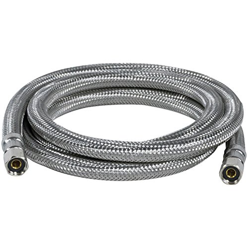 Certified Appliance Accessories Ice Maker Water Line, 5 Feet, PVC Core with Premium Braided Stainless Steel, Silver