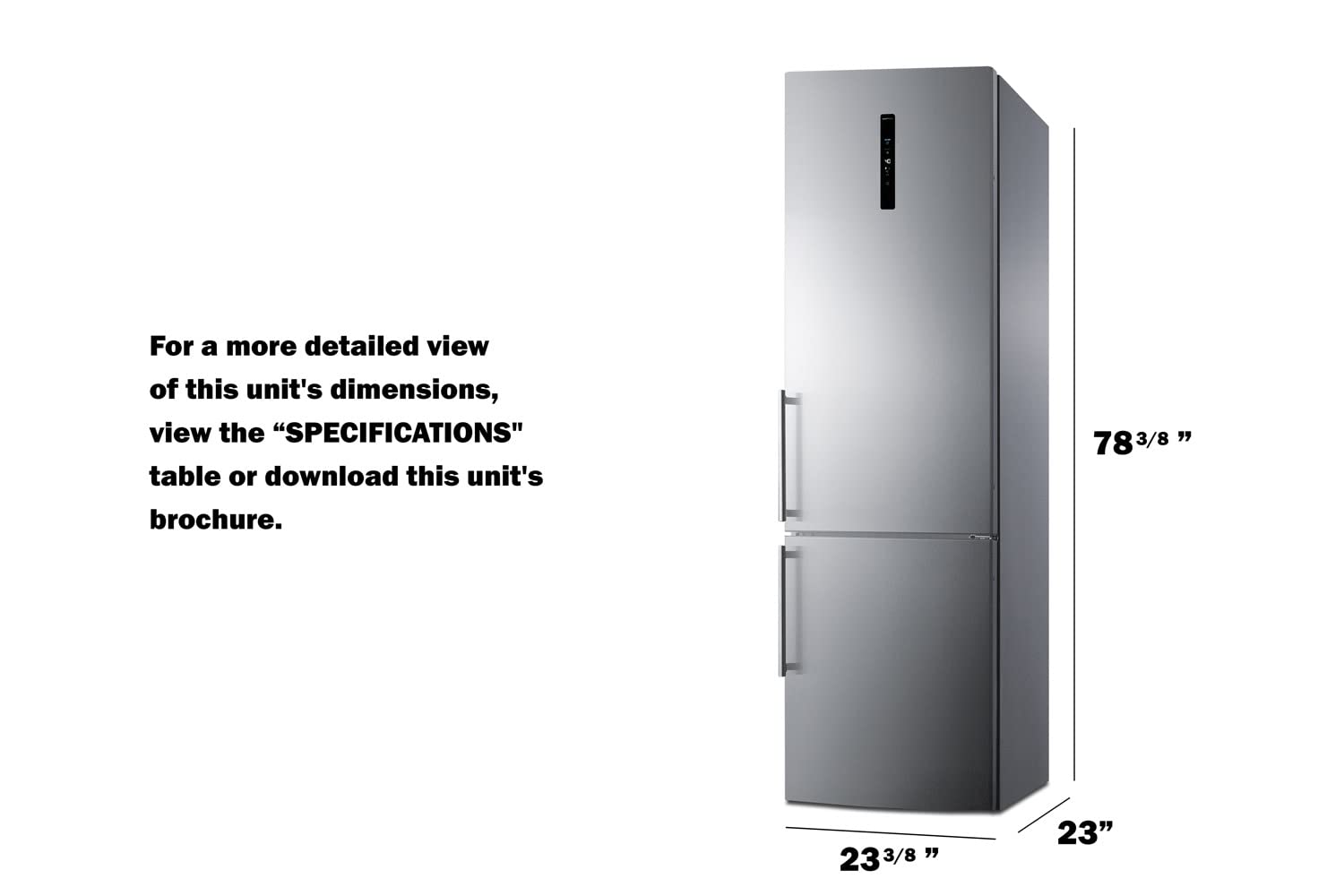 Summit Appliance FFBF181ES2 24" Wide Bottom Freezer Refrigerator with Stainless Steel Doors and Energy Star Certified Performance, Platinum Cabinet