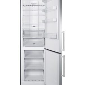 Summit Appliance FFBF181ES2 24" Wide Bottom Freezer Refrigerator with Stainless Steel Doors and Energy Star Certified Performance, Platinum Cabinet