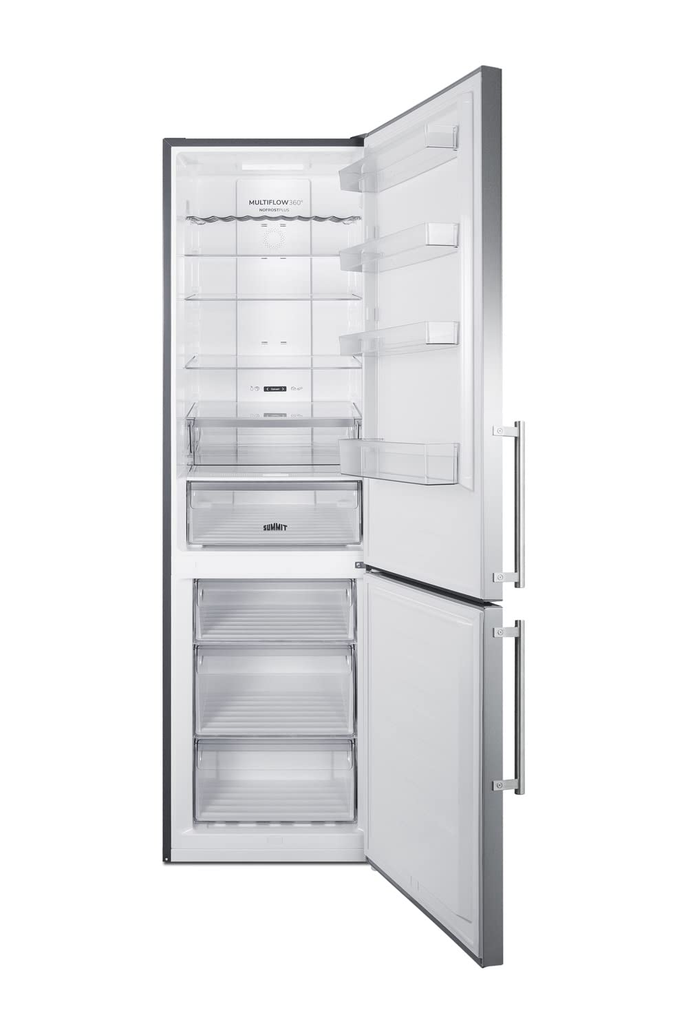 Summit Appliance FFBF181ES2 24" Wide Bottom Freezer Refrigerator with Stainless Steel Doors and Energy Star Certified Performance, Platinum Cabinet