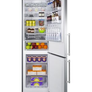 Summit Appliance FFBF181ES2 24" Wide Bottom Freezer Refrigerator with Stainless Steel Doors and Energy Star Certified Performance, Platinum Cabinet