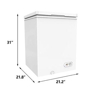 3.5 Cu Ft Compact Chest Freezer, with Removable Basket, Flip-up Lid, Adjustable thermostat, 7 Temperature Setting, for Apartment, Garage, Restaurant (White)