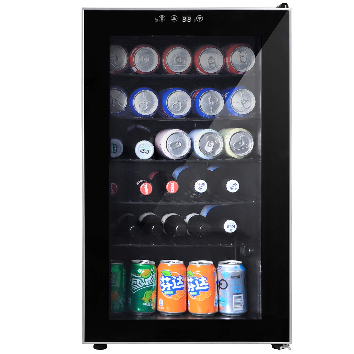 Northair Beverage Cooler and Fridge With Glass Door, 60 Can Beverage Mini Fridge, Adjustable Shelves Dispenser Countertop Refrigerator Cellars, Perfect for Soda Beer or Small Drink
