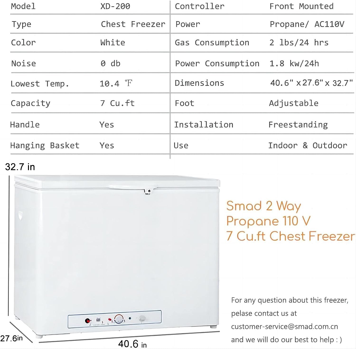 【Upgrade】 Propane Freezer | Chest Freezer 7.2 Cu.ft, 110v Gas LPG, 2-way Power Outdoor Propane Chest Freezer for Off Grid,for Boondcking Cabin Boat RV Camper