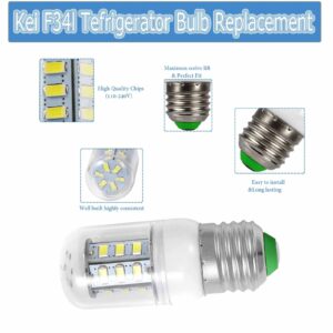 Yooank 𝙐𝙥𝙜𝙧𝙖𝙙𝙚𝙙 𝗞𝗘𝗜 𝗗𝟯𝟰𝗟 𝗥𝗲𝗳𝗿𝗶𝗴𝗲𝗿𝗮𝘁𝗼𝗿 𝗕𝘂𝗹𝗯 Replacement for Electrolux Frigidaire Refrigerator LED Light Bulb 5304511738 AP6278388 (85V-265V White Light) - 2 Pack