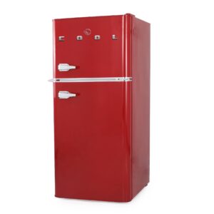 commercial cool ccrrd45hr 4.5 cu. ft true freezer, vintage style, retro fridge with 2 slide-out glass shelves,red refrigerator