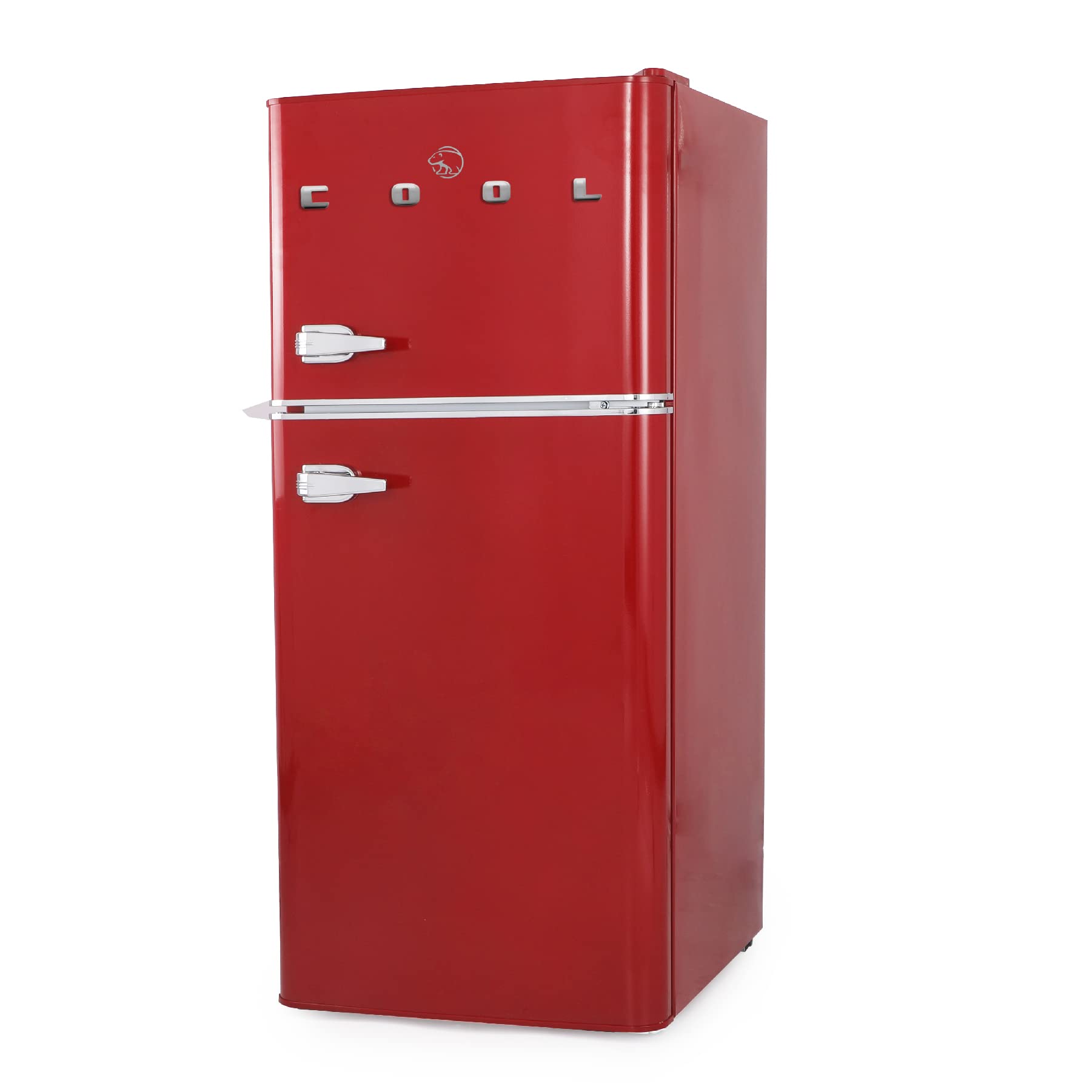 Commercial Cool CCRRD45HR 4.5 Cu. Ft True Freezer, Vintage Style, Retro Fridge with 2 Slide-Out Glass Shelves,Red Refrigerator