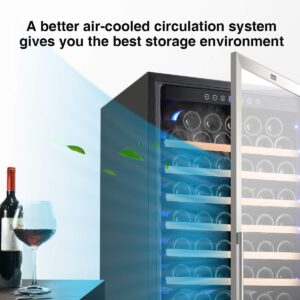 COLZER 24 Inch Wine Cooler Refrigerators,154 Bottle Fast Cooling Low Noise No Fog Wine Fridge with Professional Compressor Stainless Steel,Digital Temperature Control Built-in Freestanding 41-72°F