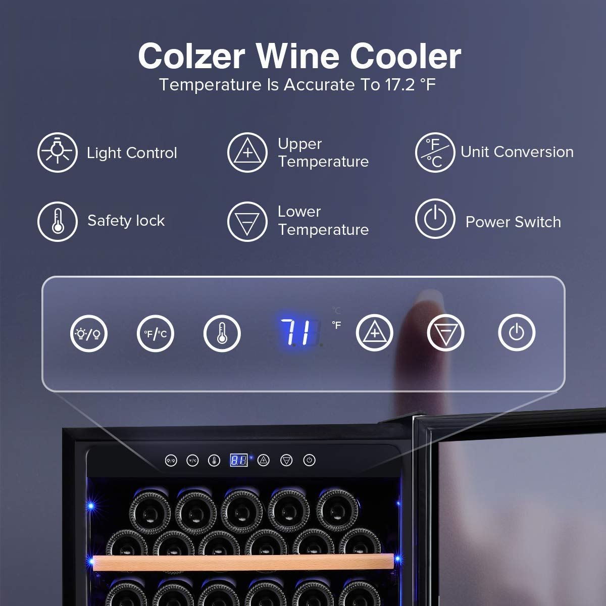 COLZER 24 Inch Wine Cooler Refrigerators,154 Bottle Fast Cooling Low Noise No Fog Wine Fridge with Professional Compressor Stainless Steel,Digital Temperature Control Built-in Freestanding 41-72°F