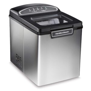 hamilton beach countertop nugget ice maker machine, compact & portable design, makes 28 pounds per day, stainless steel (86150)