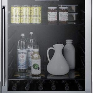 Summit AL57G Built-in Undercounter ADA Compliant All-Refrigerator with Glass Door, Black Cabinet, Door Storage, Lock, and Digital Thermostat