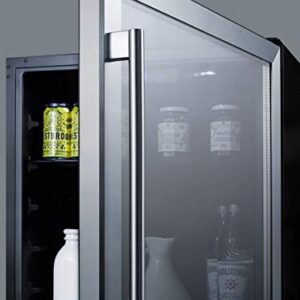 Summit AL57G Built-in Undercounter ADA Compliant All-Refrigerator with Glass Door, Black Cabinet, Door Storage, Lock, and Digital Thermostat