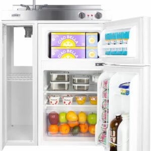 Summit C30EL 30" Kitchenette with 2 Coil Element Cooktop Sink and Faucet in White 2-door refrigerator-freezer included