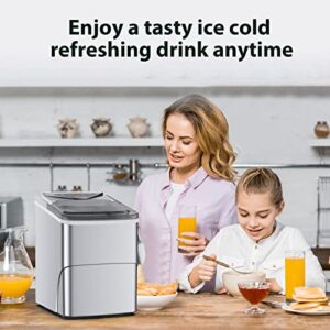 Ice Makers Countertop, Self-Cleaning Function, Portable Electric Ice Cube Maker Machine, 9 Ice Ready in 6 Mins, 26lbs 24Hrs with Ice Bags and Ice Scoop Basket for Home Bar Camping RV(Silver)