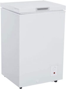 avanti cf350m0w slim 20x22x34 inch 3.5 cubic foot capacity stand alone upright ice chest deep freezer with defrost and removable storage basket, white