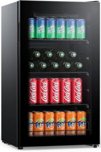 miroco mi-ef001 3.2 cu.ft. beverage refrigerator cooler, drink fridge with 3 layer glass door, 3 removable shelves, touch control, digital temperature display, digital led display