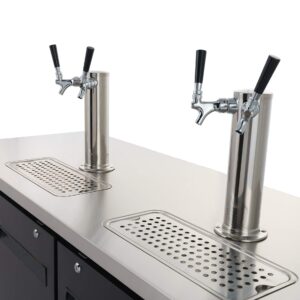 PEAKCOLD 2 Door, 4 Tap Commercial Beer Dispenser - Double Tower Keg Cooler - Kegerator; 60" W