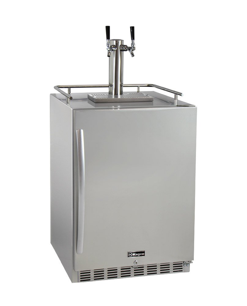 Kegco Kegerator 24" Wide Dual Tap Stainless Steel Undercounter Beer Dispenser HK38SSU-2