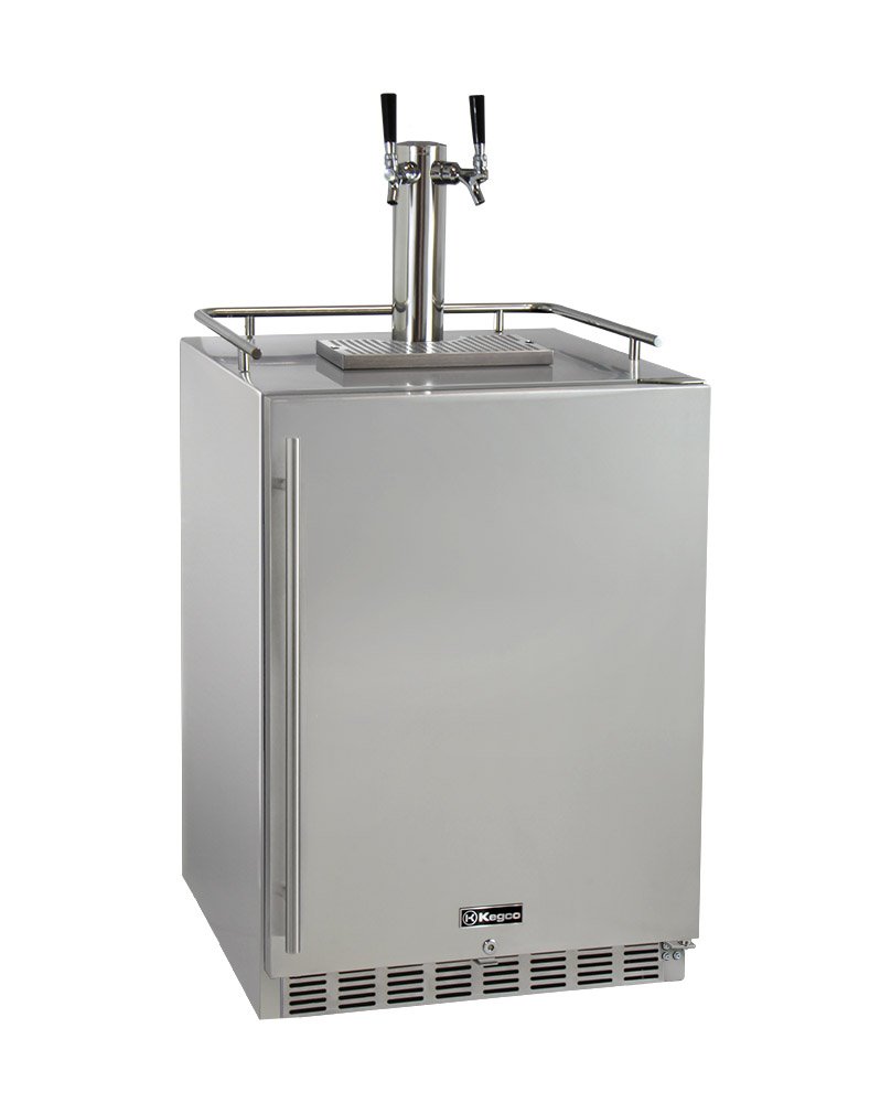 Kegco Kegerator 24" Wide Dual Tap Stainless Steel Undercounter Beer Dispenser HK38SSU-2