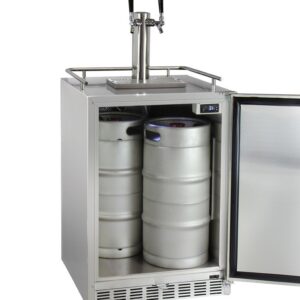 Kegco Kegerator 24" Wide Dual Tap Stainless Steel Undercounter Beer Dispenser HK38SSU-2