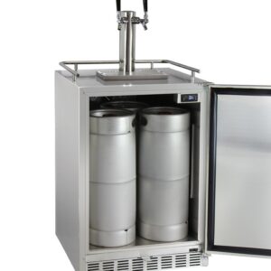 Kegco Kegerator 24" Wide Dual Tap Stainless Steel Undercounter Beer Dispenser HK38SSU-2