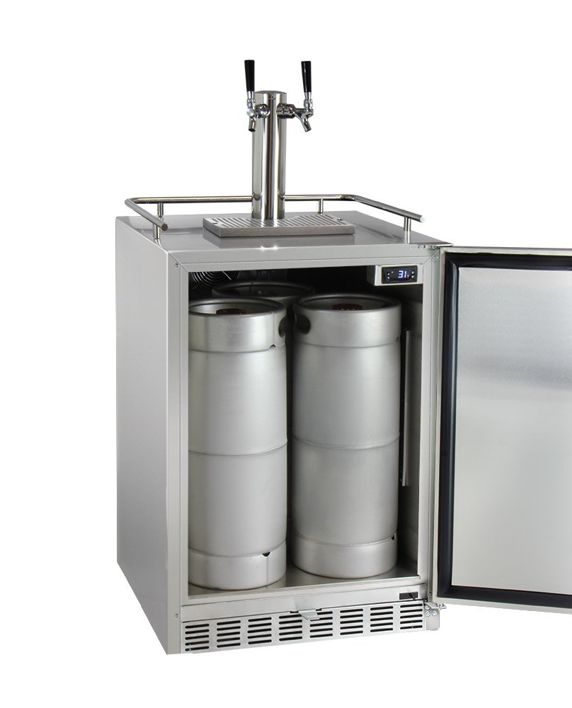 Kegco Kegerator 24" Wide Dual Tap Stainless Steel Undercounter Beer Dispenser HK38SSU-2