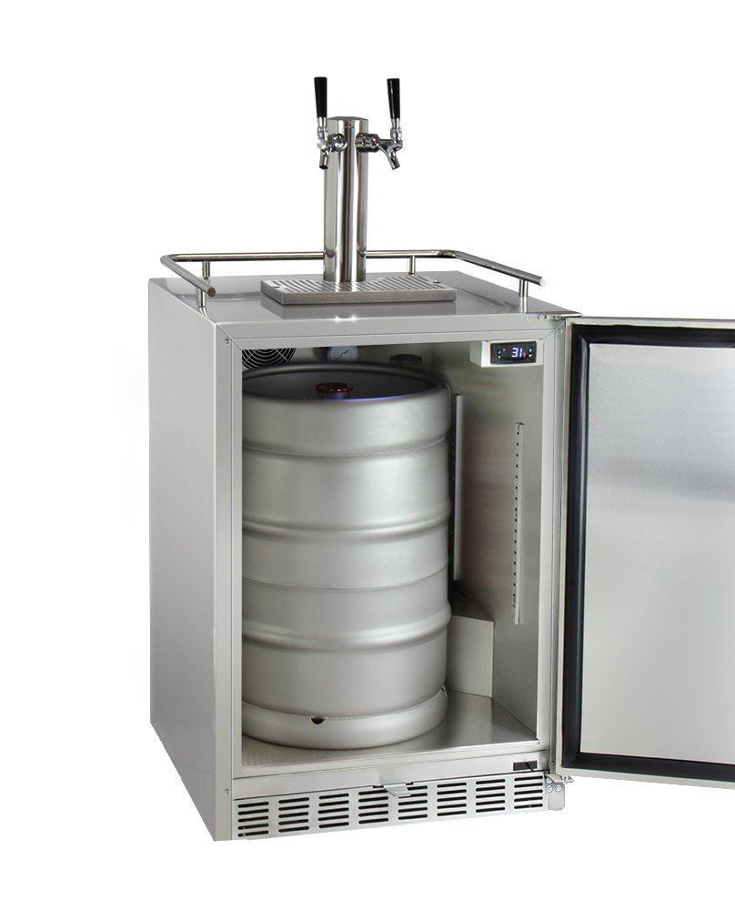 Kegco Kegerator 24" Wide Dual Tap Stainless Steel Undercounter Beer Dispenser HK38SSU-2