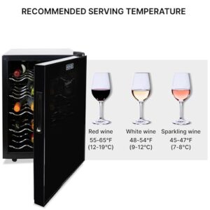 Koolatron 20 Bottle Wine Cooler, Black Thermoelectric Wine Fridge, 1.7 cu. ft. (48L), Freestanding Wine Cellar, Red, White and Sparkling Wine Storage for Home Bar, Apartment, Condo