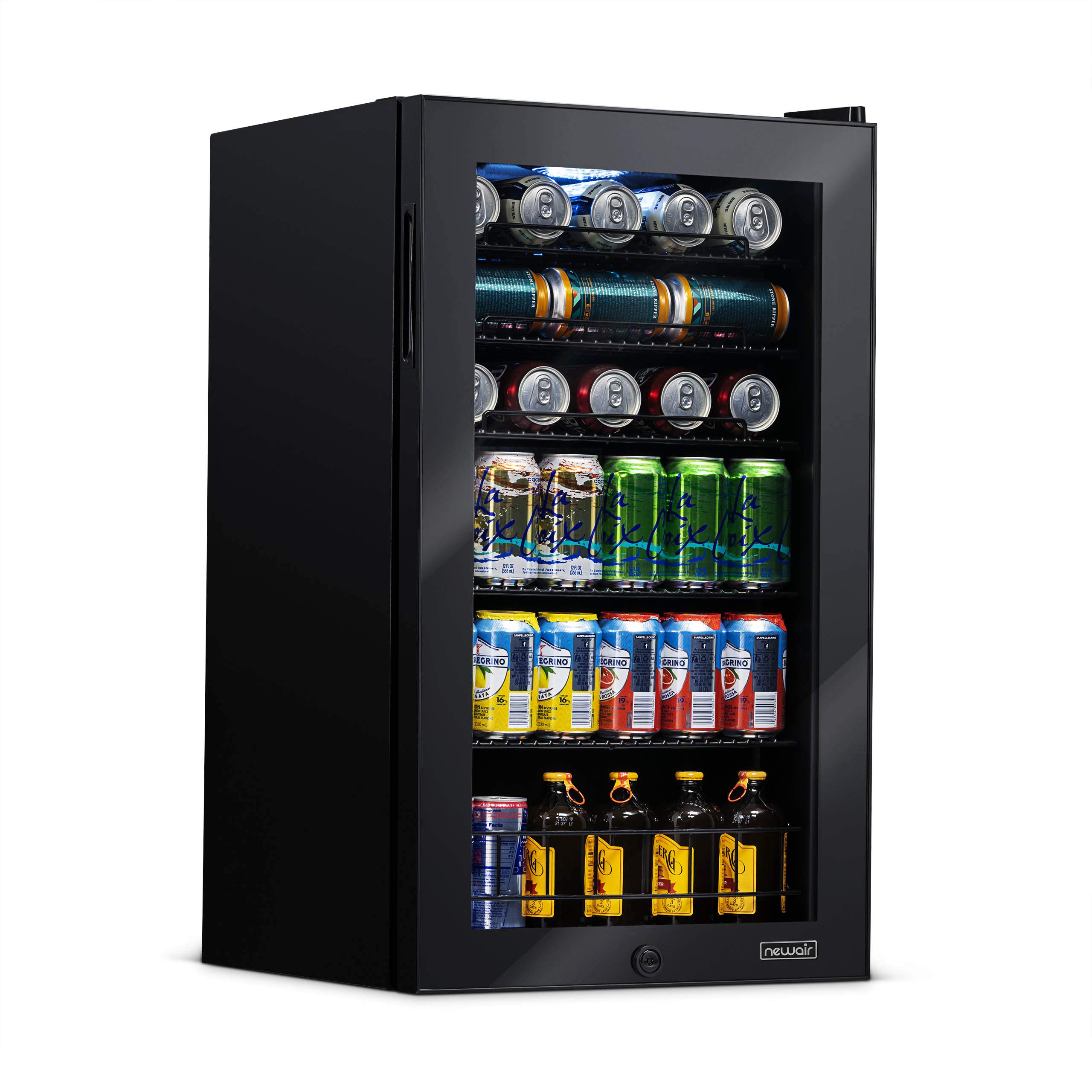 NewAir Black Beverage Refrigerator Cooler, Free Standing & WirthCo 40092 Funnel King Drip Tray - Black Plastic 22 x 22 x 1.5 Inches - Perfect for Catching Spills or Leaks from Mini Fridges