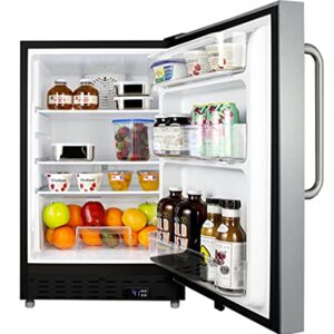 Summit Appliance ALR47BCSS 20" Wide Built-In All-Refrigerator, ADA Compliant, 3.53 cu.ft Capacity, Temperature & Open Door Alarms, Automatic Defrost, Stainless Steel Cabinet, Interior Light