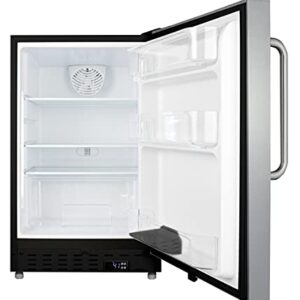 Summit Appliance ALR47BCSS 20" Wide Built-In All-Refrigerator, ADA Compliant, 3.53 cu.ft Capacity, Temperature & Open Door Alarms, Automatic Defrost, Stainless Steel Cabinet, Interior Light
