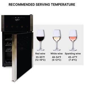 Koolatron 29 Bottle Dual Zone Wine Cooler, Black, 3 cu ft (86L) Compressor Wine Fridge, Freestanding Wine Cellar, Red, White, Sparkling Wine Storage in Home Bar, Kitchen, Apartment, Condo