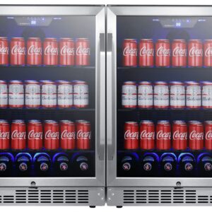 EdgeStar CBR1502SGDUAL 47 Inch Wide 284 Can Built-In Side-by-Side Beverage Cooler with LED Lighting