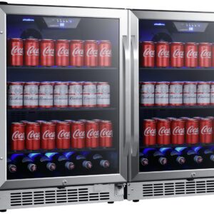 EdgeStar CBR1502SGDUAL 47 Inch Wide 284 Can Built-In Side-by-Side Beverage Cooler with LED Lighting
