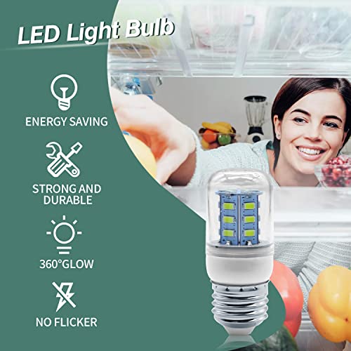5304511738 LED Refrigerator Light Bulb (3.5W White) Replace PS12364857 AP6278388 4584444 KEI D34L Refrigerator Bulb Compatible With Frigidaire Kenmore Refrigerator